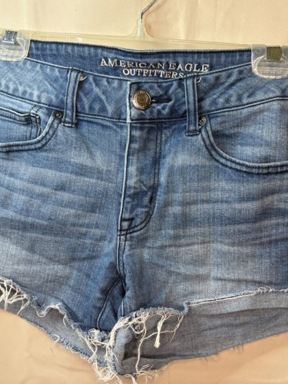 Women's American Eagle Stretch Size 8 Shortie - Blue Denim Shorts